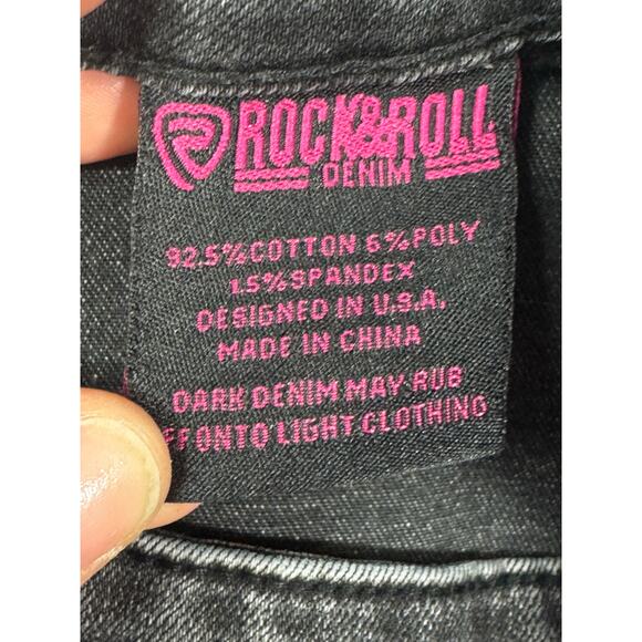 Rock & Roll Denim Women's Bargain Button Bell Bottom Gray Jeans - Size 32x33 - Picture 5 of 5